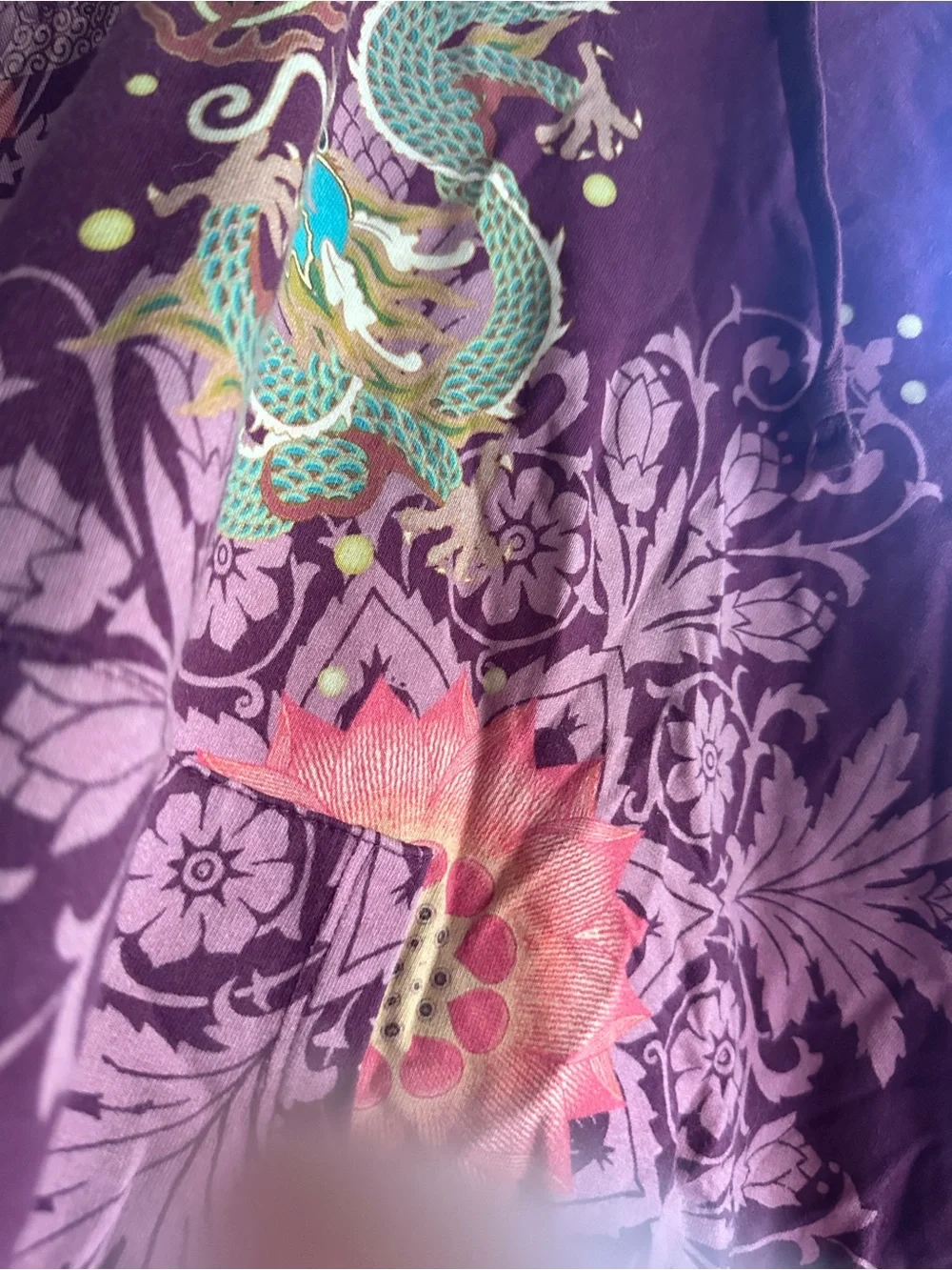 Johnny was hoodie Bohemian Dragon Print Hoodie in Deep Plum - Picture 5 of 8